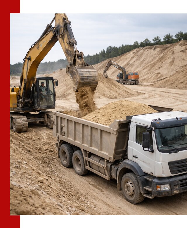 Доставка карьерного песка с самосвалами и разгрузкой в Курчатове
