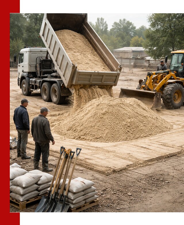 Доставка мытого песка в Курчатове с самосвалами по выгодной цене