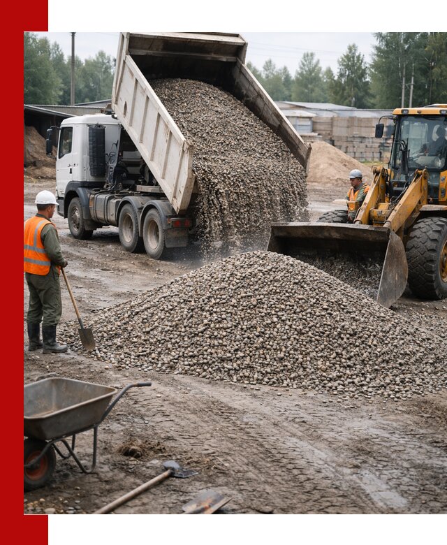 Мытый гравий с доставкой в Курчатове от карьера до участка