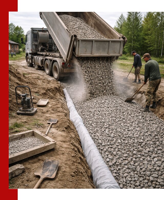 Гравий для дренажа с доставкой в Курчатове качественный и недорогой
