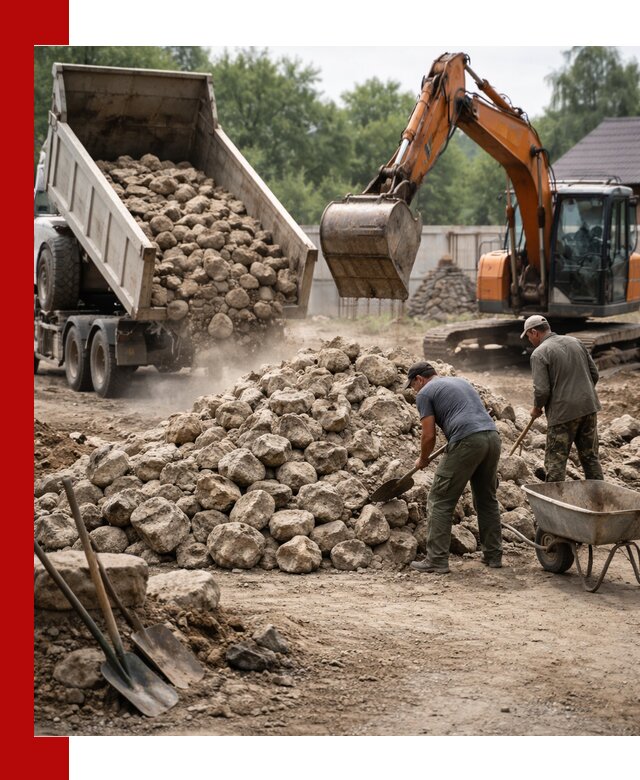 Доставка и разгрузка бутового камня в Курчатове