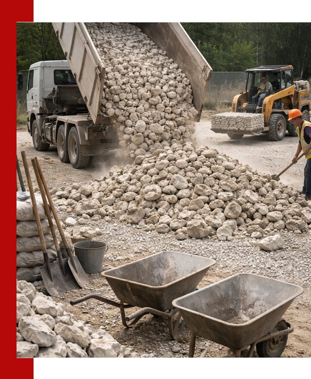 Доставка и продажа бутового известнякового камня в Курчатове