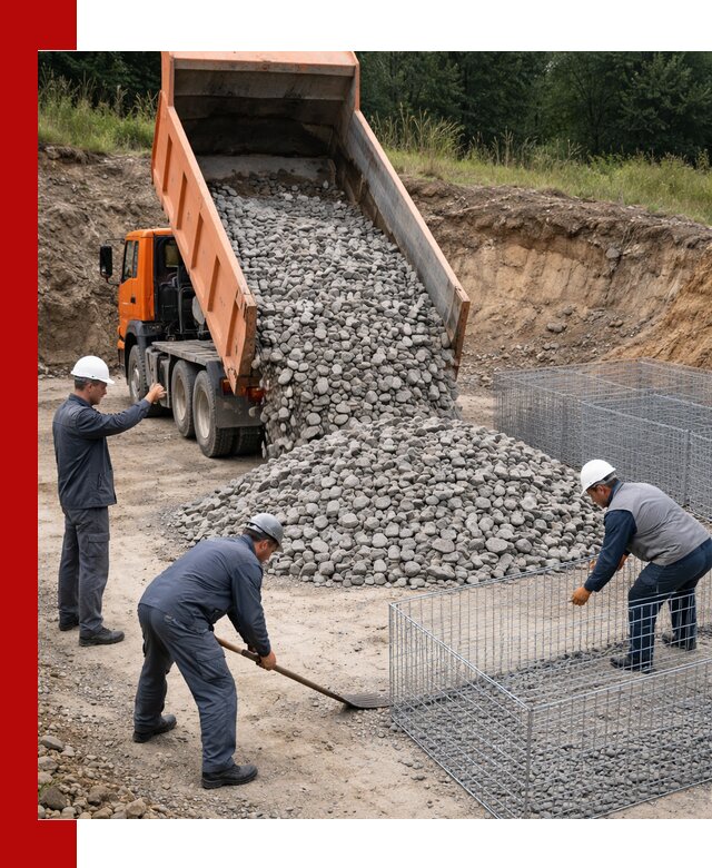 Камень для габионов с доставкой в Курчатове быстро и надёжно