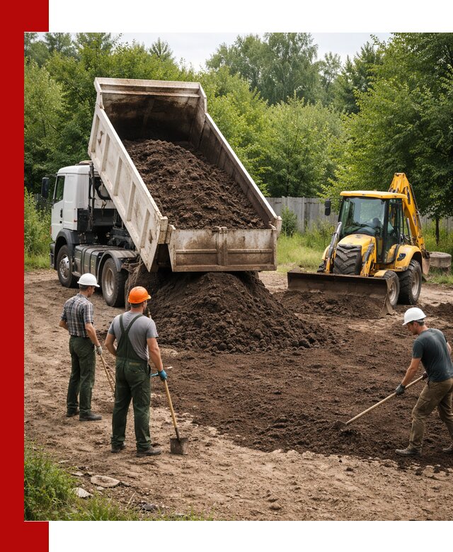 Доставка и укладка грунта для выравнивания участка в Курчатове
