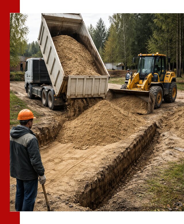 Доставка песчаного грунта в Курчатове для строительных работ