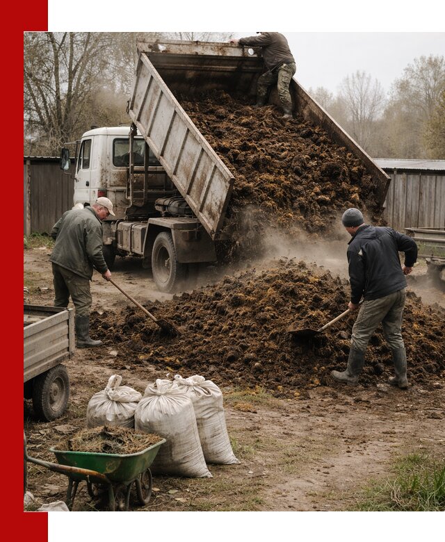 Доставка коровьего навоза самосвалом в Курчатове