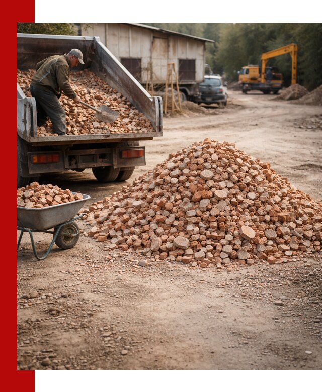 Доставка и подушка из боя кирпича с разгрузкой в Курчатове