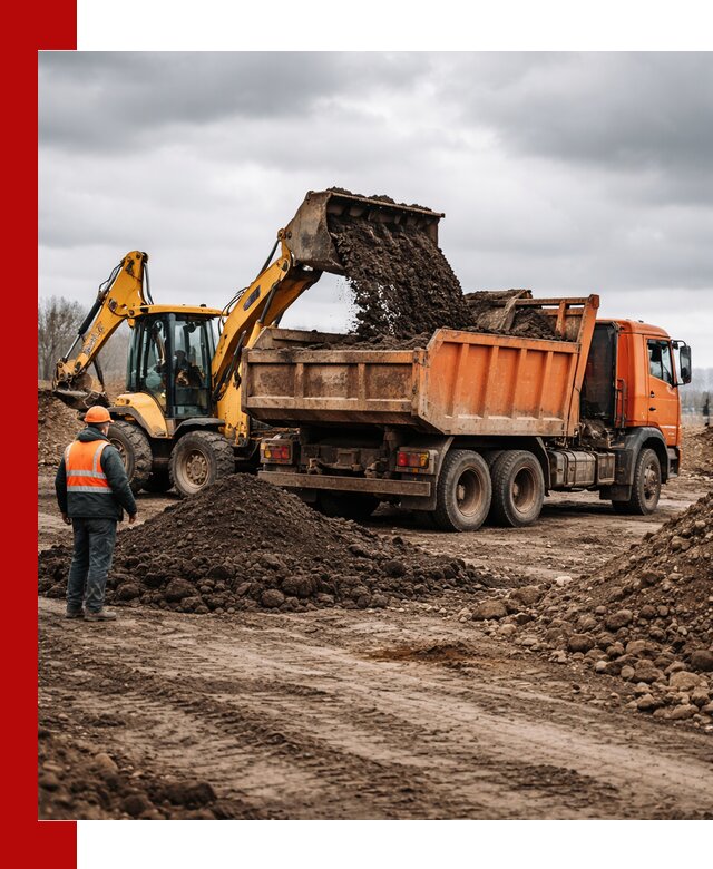 Вывоз грунта и строительного мусора в Курчатове грузовыми самосвалами