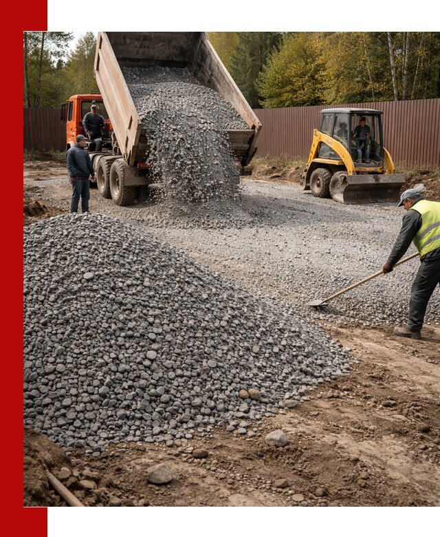 Отсыпка участка щебнем с доставкой и уплотнением в Курчатове